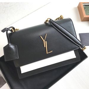 Clásico solapa Cadena negra Bolsa de puesta de sol Mujer Hombre Maquillaje Sobre Diseñador Bolso de hombro Bolso de lujo Incluso Tote Bolso cruzado Bolso de cuero Monedero Embrague Bolsa de viaje