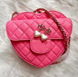 klassieke klep halve maan clutch hart Tassen luxe tote cc portemonnee en handtas dames heren designer tas mode Cross body Kalfsleer Lamsleer gewatteerde schoudertas Mini roze Tassen