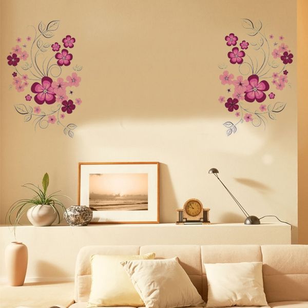 Classique fleur maison mariage décoration stickers muraux pour salon décoration de Noël autocollant mural art maison décalque 201203