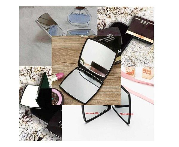 Espejo plegable clásico de doble cara, espejo de aumento y maquillaje HD portátil con bolsa de franela, caja de regalo para cliente VIP 5214JK56