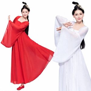 Classique Folk Dance Dr Élégant Adulte Plus Taille Chinois Hanfu Dr Hanfu Blanc Rouge Costumes de Performance sur Scène pour les Femmes s83f #
