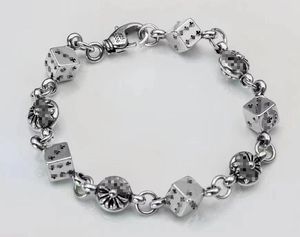 Classique pour hommes et femmes rétro Thai Sier croix dés Bracelet Punk