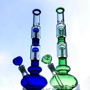 Forma clásica Tubo recto Cachimbas Bongs de vidrio Cubilete Bong Oil Dab Rigs Doble 4 brazos Árbol Perc Tubos de agua altos 18 mm Junta hembra con tazón Difundido Downstem