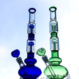 Klassieke vorm rechte buis waterpijpen glazen bongs beker bongolie dab rigs dubbele 4 armboom perc waterleidingen 18 mm vrouwelijk gewricht met kom