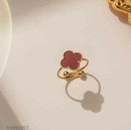 Anillo clásico de cuatro tréboles, mariposa, oro, plateado, boda, anillos abiertos, joyería de marca, regalo del Día de la madre de San Valentín