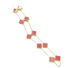 Klassieke vierbladige klaver designer versie grote bloem ketting met rosé goud natuurlijke trui ketting dames twee sleutelbeen kettingcadeau