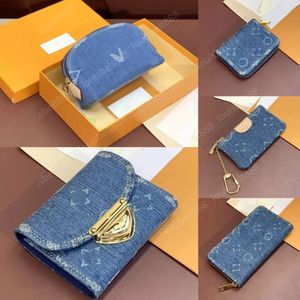 Klassiek Frans merk Luxe Designer Blue Denim Clamshell Wallet Series Victorine Wallet ClassicS Interieur Kaartsleuf Damespaszak Reisportemonnee Muntportemonnees