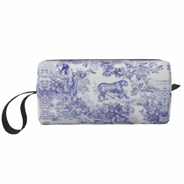 Classique Français Toile De Jouy Bleu Marine Motif Motif Voyage Trousse De Toilette Forestl Art Cosmétique Maquillage Sac De Rangement Dopp Kit Cas A7Cc #