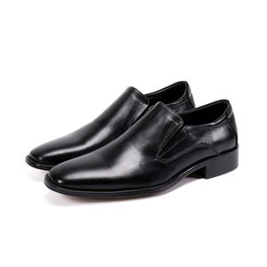 Classicul Vow Cow Men Black Square Toe Business Cuir Male Party Maly Robe Shoes Slip on Office Shoe