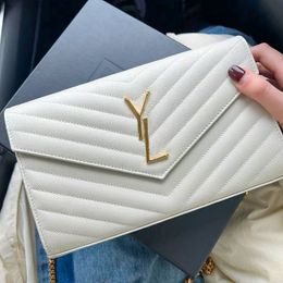 Klassiek echt leer WOC Designer envelop Avondtassen Hoge kwaliteit Clutch Dames handtas Luxe Cross Body Bag kaviaar gewatteerde dame Tote heren ketting Schoudertas