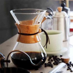 Klassiek glas koffie pot espresso maker eenvoudige stijl hoge kwaliteit giet over maker coffe machine filter 400ml 210423