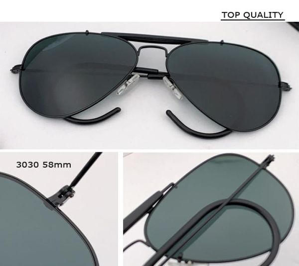 Lentille en verre classique uv400 pilote gafas 58mm cadre en métal lunettes de soleil aviation designer femmes hommes féminin marque Oculos Vintage Gla5082763