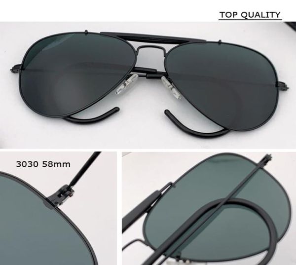 Lentille en verre classique uv400 pilote gafas 58mm cadre en métal lunettes de soleil aviation designer femmes hommes féminin marque Oculos Vintage Gla3461912