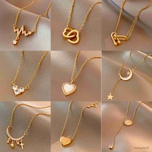 Klassieke goudkleur roestvrijstalen ketting voor vrouwen sieraden beperkte parel kralen hart hanger ketting verjaardag cadeau