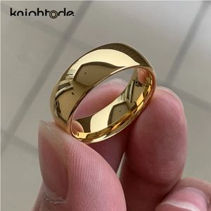 Klassieke gouden kleur trouwring wolfraam carbide ringen dames mannen verloving cadeau sieraden koepel gepolijst afgewerkte comfort fit 240521