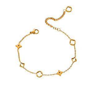 Clássico banhado a ouro trevo de quatro folhas designer jóias pulseira elegante feminino titânio aço colorfast moda mão aaa