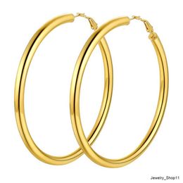 Boucles d'oreilles classiques en or et argent, grand cercle rond, délicat, Tube en acier inoxydable de 30mm, 40mm, 50mm, Clip sur boucle d'oreille, bijoux