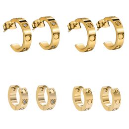 Classic Gold Stud Love Earrings Designer oorbellen voor vrouw sieraden witte diamant 18K vergulde roestvrijstalen sieraden ronde druppel zilveren meisje oorbel cadeau