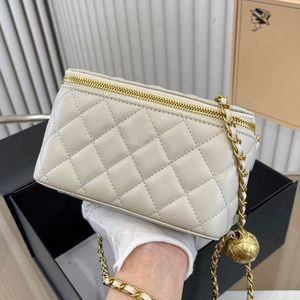 Klassieke Gouden Bal Vrouwen Mini Cosmetische Tas Matelasse Ketting Leer Gewatteerd Winkelen Reizen Schoudertas Luxe Crossbody Designer Handtas Portemonnee Koppeling 16CM