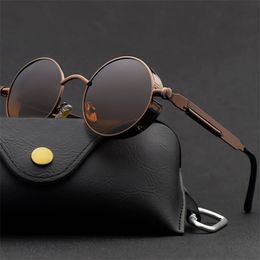 Clásico gótico Steampunk Sunglasse Vintage Marco de metal redondo Gafas de sol Mujer Hombre Alta Calidad UV400 220629