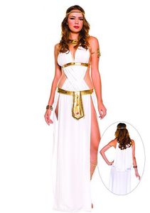 Klassieke Griekse mythologie cosplay jurk vrouwen Egypte koningin jurk sexy wit lange jurk godin halloween party kostuum