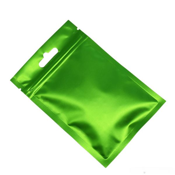 Bolsas de embalaje con cierre de cremallera de papel de aluminio transparente frontal mate verde clásico para semillas, frijoles, bolsa de almacenamiento colgante resellable con lámina de Mylar, 100 unids/lote