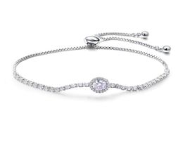 Bracelet de Tennis classique au Design Halo, réglable, avec chaîne en CZ, accentué de cristal, pour femmes, 7241061