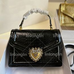 klassieke handtas hartvormige sieraden schoudertas top handgreep vrouwen luxe ontwerper gouden kruis body messenger tas flap portemonnee crocodile lederen vierkante avondtas