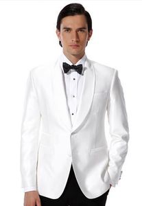 Classique Handsom Cool Châle Revers Blanc Mariage Marié Tuxedos Hommes Costumes Mariage / Bal / Dîner Meilleur Homme Blazer (Veste + Cravate + Pantalon) N62