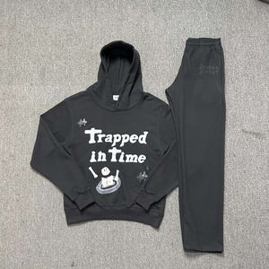 Klassiek Haruku Broken Planet-pak Gedrukte letters Amerikaanse straatmannen en -vrouwen Hiphop Y2K-sweatshirt met capuchon Rechte broek