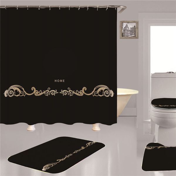 Cortinas de ducha con cabeza clásica, cortina de baño con letras grandes, cortinas de ducha impermeables, accesorios de baño de moda, baño estilo INS Cu275U