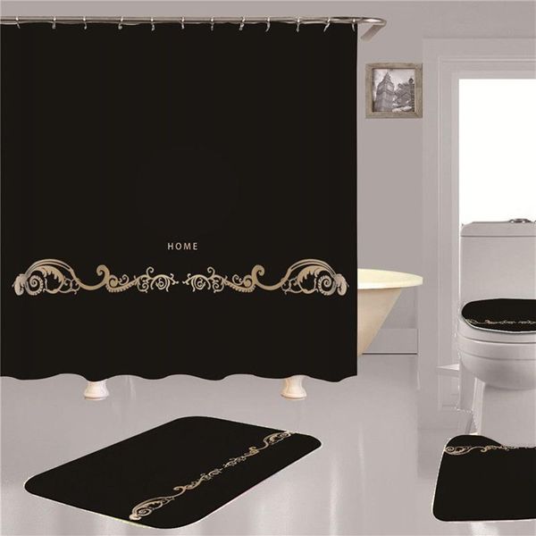 Cortinas de ducha de cabeza clásicas, cortina de baño con letras grandes, cortinas de ducha impermeables, accesorios de baño de moda, baño estilo INS Cu280a