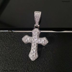 Klassieke Hiphop Sterling Sier Moissanite ketting 25x47mm Kruis hanger voor vrouwen geschenken fijne sieraden