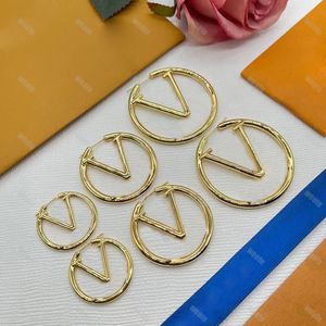 Classic Hoop Earring Gold Letter pendientes diseñadores para mujeres V Studs Luxury Designer Jewelry Silver Charm Earings 3cm 4cm 5cm aros Huggie