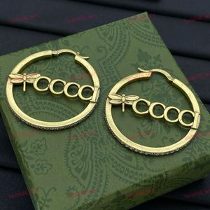 Classique, boucles d'oreilles créoles, or 14 carats, boucles d'oreilles de créateur, cercle intégré, lettres, libellule, haute qualité, bijoux, ne se décolore pas, non allergène, élégant, dames