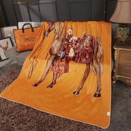 Klassieke paardenpatroon serie dikke lambskine -deken woonkamer kantoorauto deken casual dekens