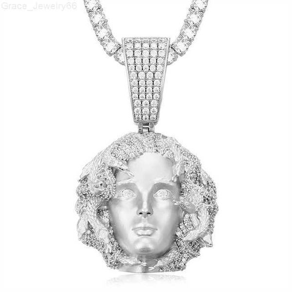 Colgante de cabeza de Medusas vívido helado clásico para unisex hip hop chapado en oro diamante joyería fina colgantes de Medusa para hombres