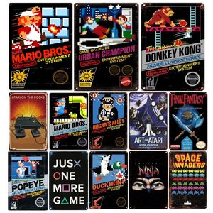 Classique japon jeu vidéo jeu métal peinture affiche étain signe Stickers muraux Super Anime film Vintage homme cave Gamer chambre décor Plaque signes métal décoratif