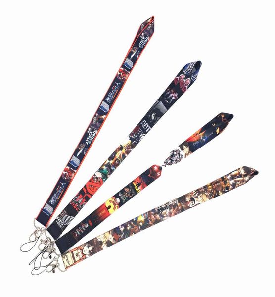 Attaque d'anime japonaise classique sur Titan Comics Lanyard Car Keychain Handchain Handbags ID Card Pass Phone Mobile Key Ring Badge Holder Jewelr9748488