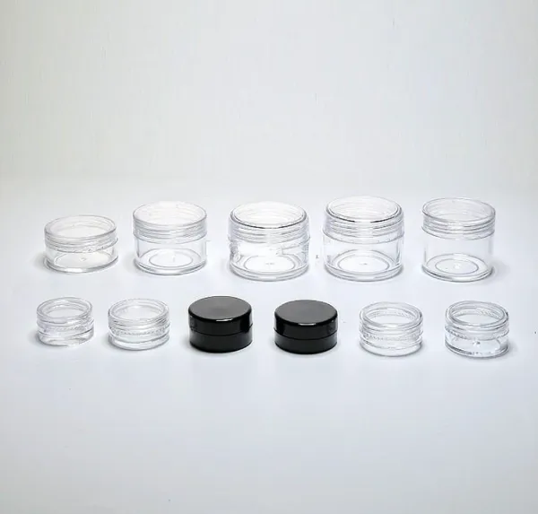Muestra de cosmética de frascos clásicos contenedor vacío 5 ml de plástico de plástico tornillo tornillo tapa pequeña botella pequeña 5 g para uñas de sombra de ojo de maquillaje 1 3 5 10 20 30 gramo