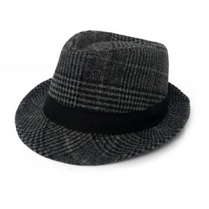 Klassieke jazzhoed unisex herfst en winter wollen plaid vilt cap sombreros panama hoed piraat chapeau hcs313