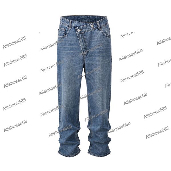 Les jeans classiques pour les hommes lavent des jeans avant irréguliers avant pantalon à tendance polyvalente lâche pour hommes