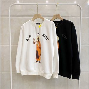 Klassieke Jezus Is Koning Hoodie Mannen Vrouwen JEZUS IS KONING Sweatshirts Olieverf Portret West Hoodies Hip Hop W220812