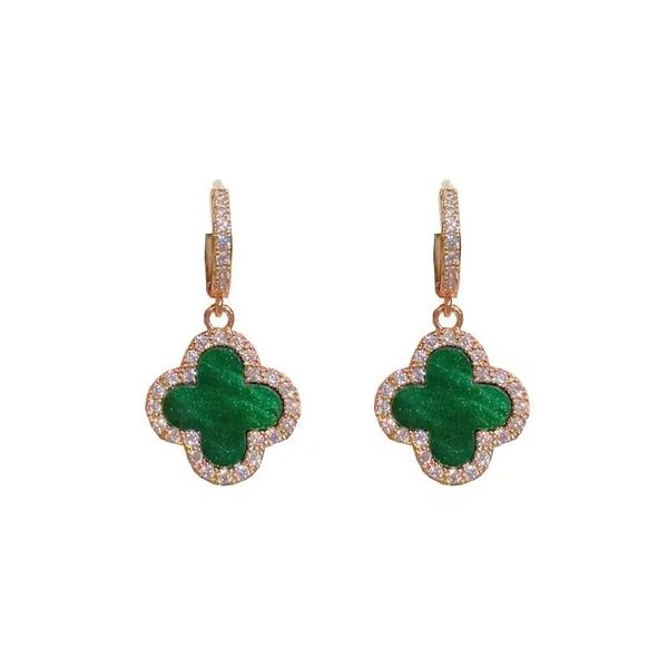 Boucles d'oreilles de créateur de bijoux classiques Clover Cleefity 18 carats en or rose boucle d'oreille en or noir agate rouge cadeau de bijoux d'oreille pour femmes hommes fête des mères