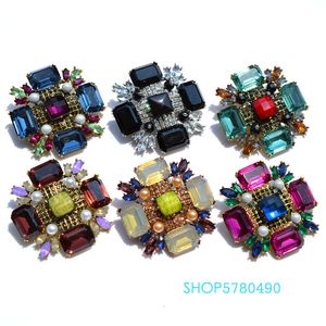 Joyería clásica, broche de cristal grande de seis colores para fiesta, accesorios de boda, broche de moda para el pecho, broche cruzado, prendas de abrigo para mujer