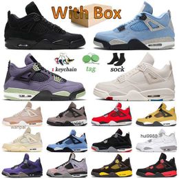 Classique Jumpman Toile Basketball Chaussures Designer Femme 4 Hommes Baskets Black Cat Zen Master Rouge Thunder Canyon Violet Blanc Oreo Royalty JORDAM