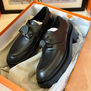 geklede schoenen luxe ontwerper klassieke knoop eerste Oxford schoen voor dames 100% rundleer plattform loafers dikke zolen veterschoen derby schoen 35-41
