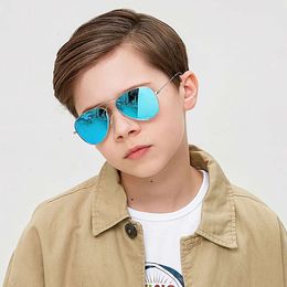 Klassieke kinderen gepolariseerde zonnebril mode kinderen piloot zon metalen frame meisjes buiten goggle bril UV400 L2405
