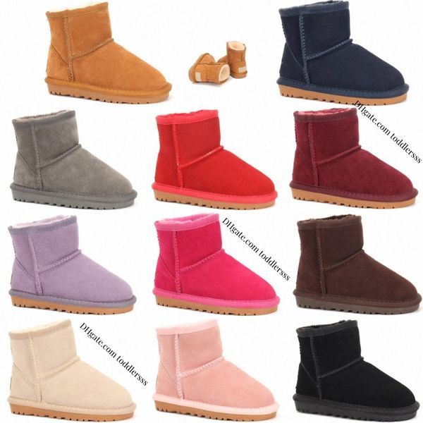 Kids Classic Kids Ultra mini bottes courtes Filles Hiver Snow Boot Designer Baby Kid Youth Chaussures Toddler Tobe Furry Sneakers Chestn O6ly #