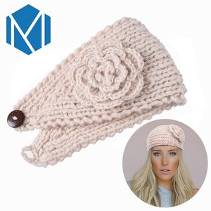 Classic Knitting Flower Hair Band Winter Warm Turban Ear Headband Crochet Headwrap Wide Size Wool Warmers For Women Girls
